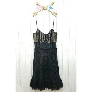 Black Sheer Midi Dress with Spaghetti Straps